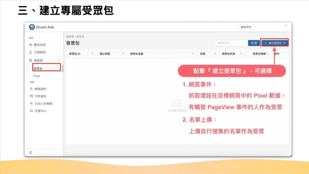 三、建立專屬受眾包