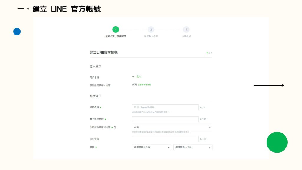 步驟一、建立 LINE 官方帳號